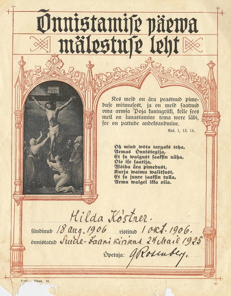 1925.a Hilda Köstneri leeritunnistus 