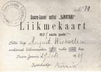 Suure-Jaani seltsi "Ilmatari" liikmekaart 1909. aastast