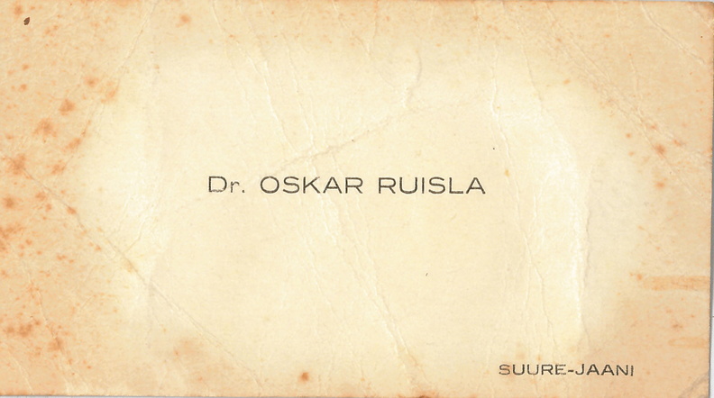 Dr. Oskar Ruisla nimekaart